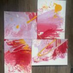 assemblage des quatre toiles au sol