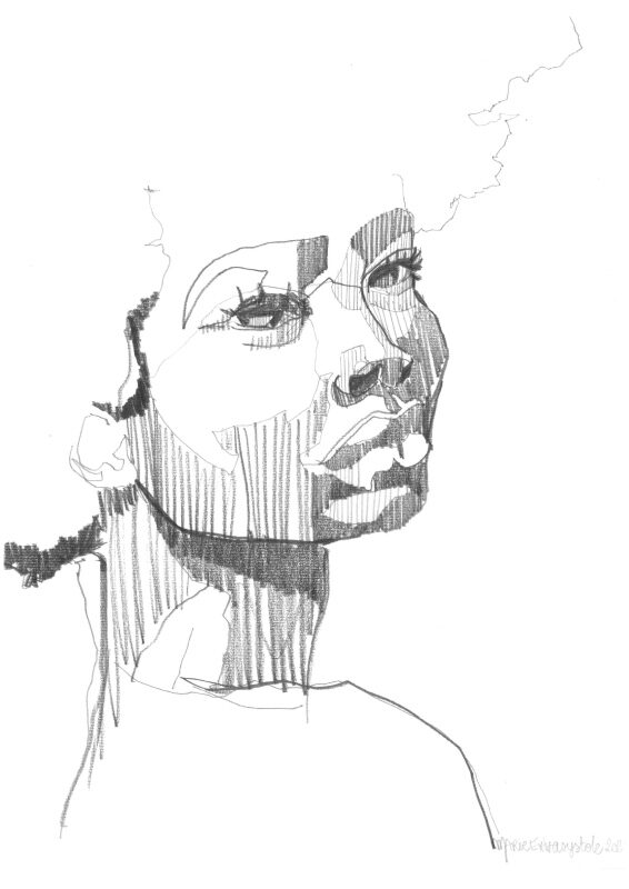 dessin au crayon d'un visage de Femme Africaine