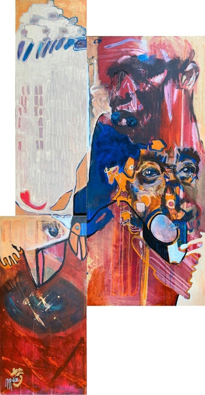 triptyque coloré inspiration Africaine